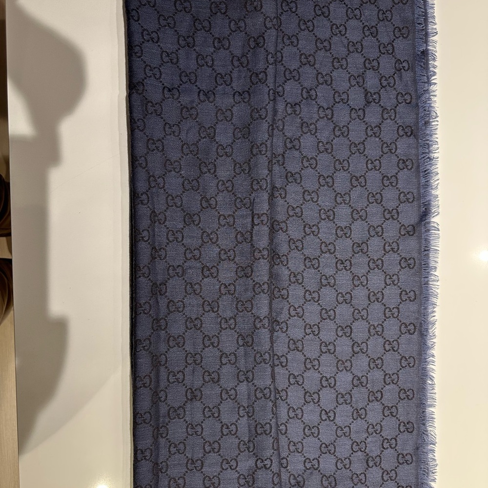Gucci Navy and Black Monogram Scarf